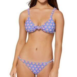 New Juniors Jamaica Printed Bikini Top Bikini Bottoms Women's Swimsuit Sz L